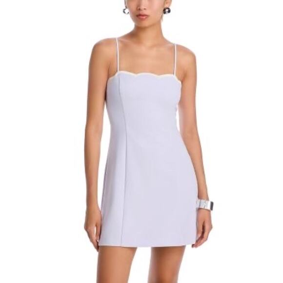 FRENCH CONNECTION Azra Scallop Mini Dress Lavender Sz 14 Romantic Soft Glam NWT - Picture 2 of 11